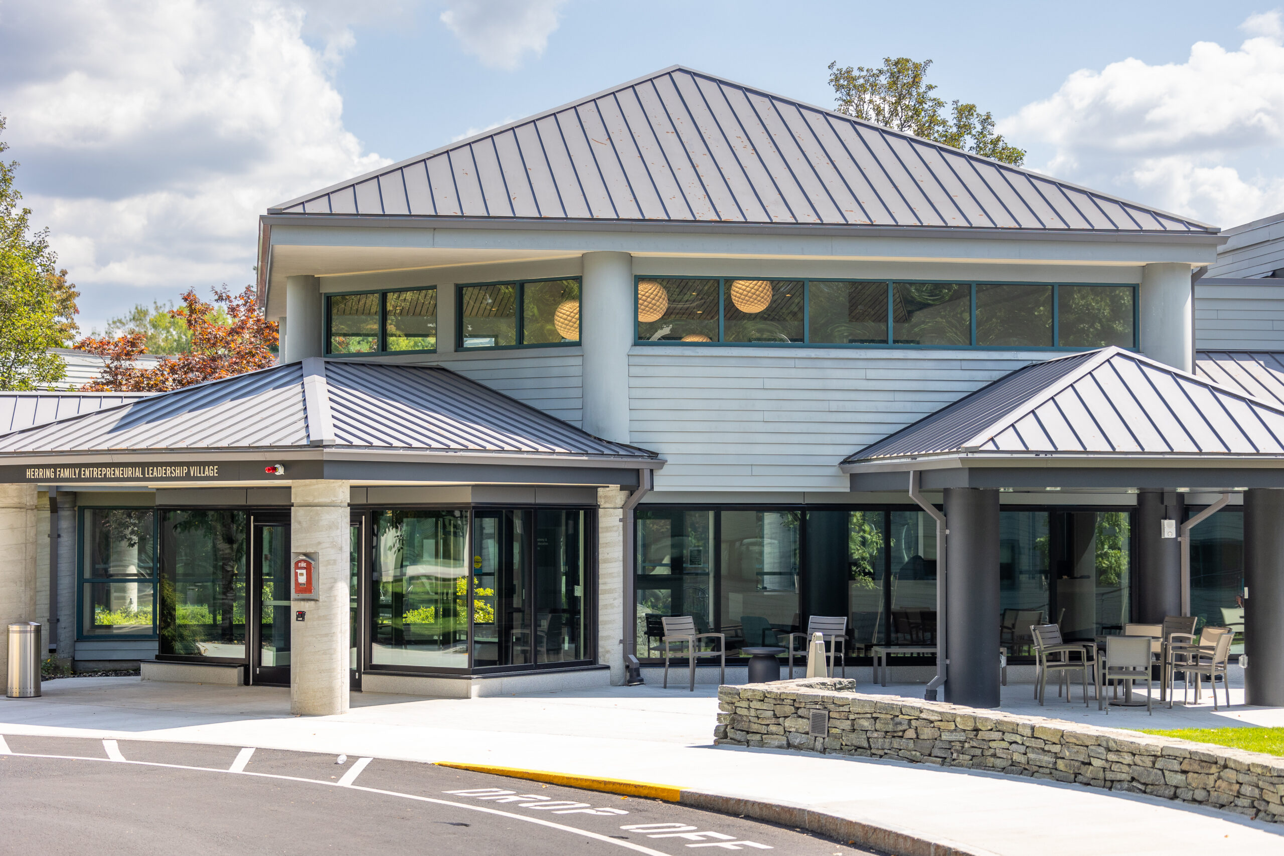 082724: Herring Family Entrepreneurial Leadership Village exterior.
Photo by Nic Czarnecki/Babson College